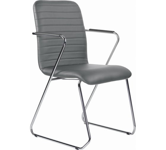 Изображение товара Кресло для приемных и переговорных BRABIX Visit CF-101, хром, экокожа, темно-серое S-0422 532561