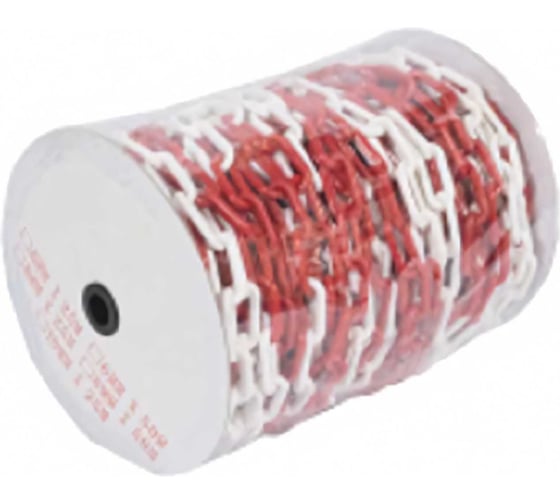 Изображение товара Пластиковая сигнальная цепь ТЕХНОЛОГИЯ красно-белая, 6 мм, бухта 50 м 0000006448