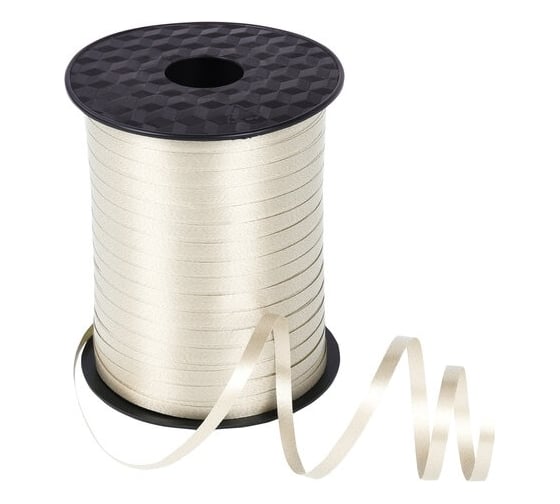 Изображение товара Декоративная упаковочная лента для шаров и подарков Золотая сказка 5 мм х 500 м, бежевая 591814