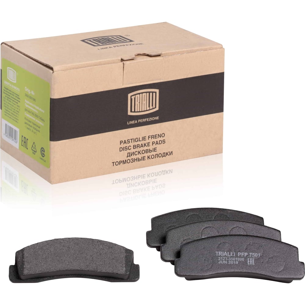 Изображение товара Передние тормозные дисковые колодки Лада 2121 TRIALLI PFP 7501 безасбестовые