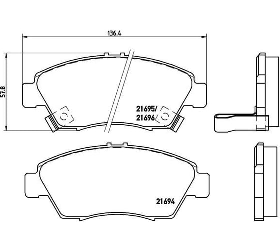 Изображение товара Колодки тормозные дисковые передние для автомобилей Honda Civic VII с тормозной системой Akebono TRIALLI PF 4215