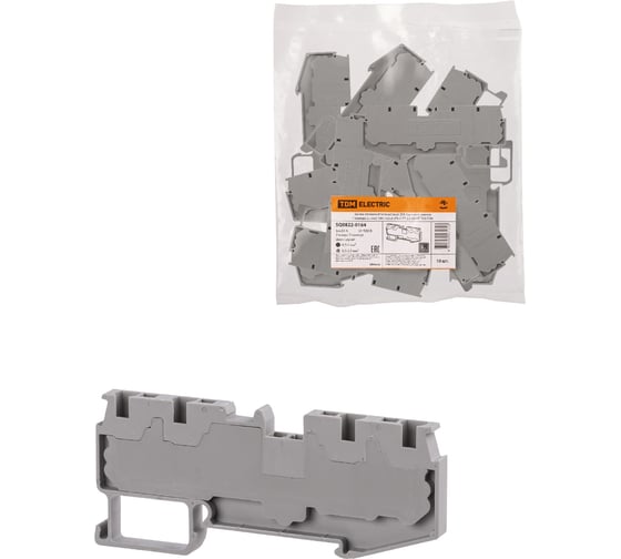 Изображение товара Безвинтовой клеммный зажим TDM ELECTRIC ЗКБ быстрого зажима, 4 вывода, 2.5 кв. мм, 24А, серый SQ0822-0164