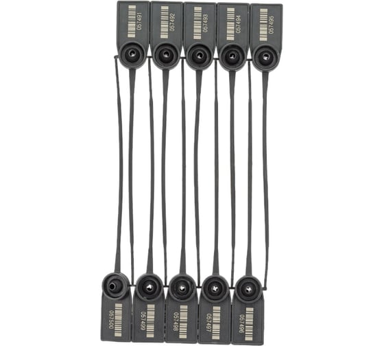 Изображение товара Пластиковая номерная пломба ООО Пломба.Ру D 2,2 мм, L 105 мм, черный штрихкод 100 шт.КПП-3-2026 639321