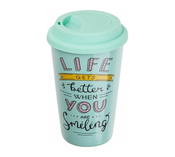 Изображение товара Керамическая кружка PERFECTO LINEA Life gets better с крышкой 400 мл 30-140122