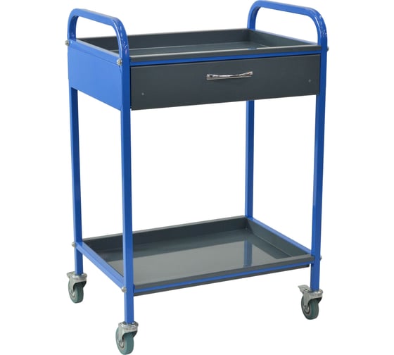 Изображение товара Тележка для инструментов Zatesov на две полки, открытая, c выдвижным ящиком TT-02-01-BLUE