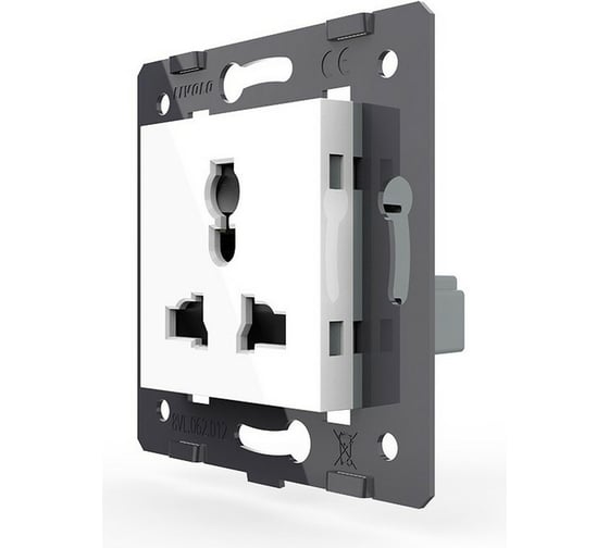 Изображение товара Электрическая универсальная розетка LIVOLO с заземлением защитными шторками 16A , цвет белый (механизм) VL-FCT22 16A-2WP