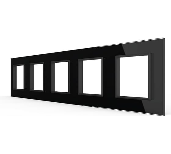 Изображение товара Рамка для розетки 5 постов LIVOLO цвет черный, стекло BB-C7-SR/SR/SR/SR/SR-12
