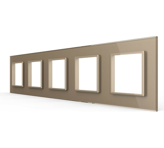 Изображение товара Рамка для розетки 5 постов LIVOLO цвет золотой, стекло BB-C7-SR/SR/SR/SR/SR-13