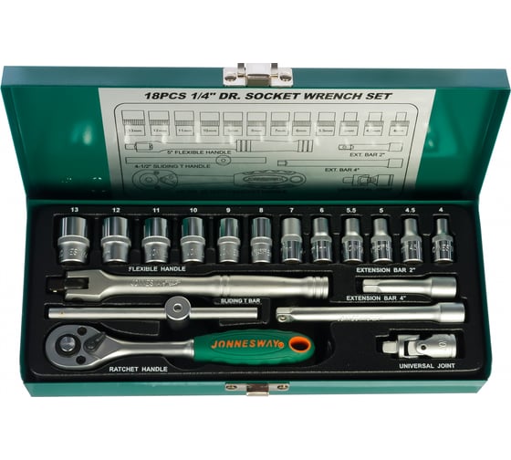 Изображение товара Набор торцевых головок 18 предметов Jonnesway S04H2118S