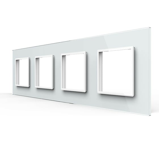 Изображение товара Рамка для розетки 4 поста LIVOLO цвет белый, стекло BB-C7-SR/SR/SR/SR-11
