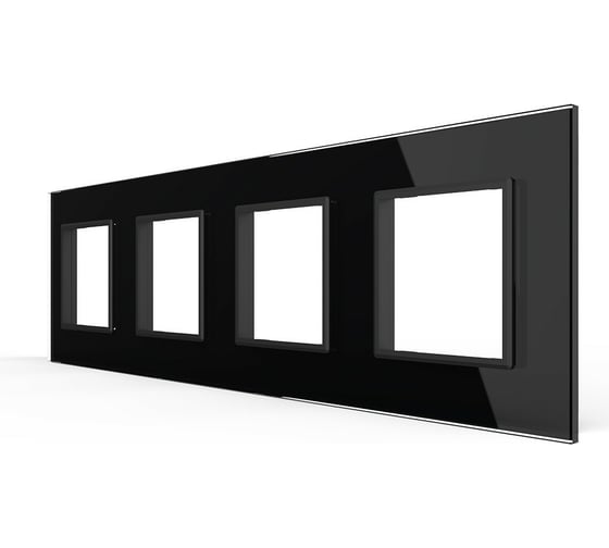 Изображение товара Рамка для розетки 4 поста LIVOLO цвет черный, стекло BB-C7-SR/SR/SR/SR-12