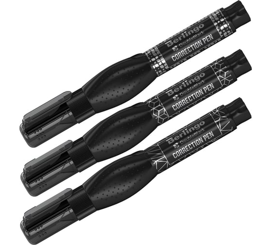 Изображение товара Корректирующий карандаш Berlingo Double Black 08 мл, 3 шт., в блистере KR_08005_3