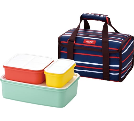 Изображение товара Набор пищевых емкостей из пластмассы THERMOS 2.55L, 0.95L, 0.42L в сумке-термосе DJF-4003 NVY 135438