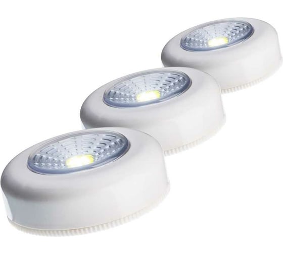 Изображение товара Самоклеящийся фонарь подсветка КОСМОС комплект из 3 штук 1Вт COBLED/3xAAA/ABS-пластик/ KOC304B