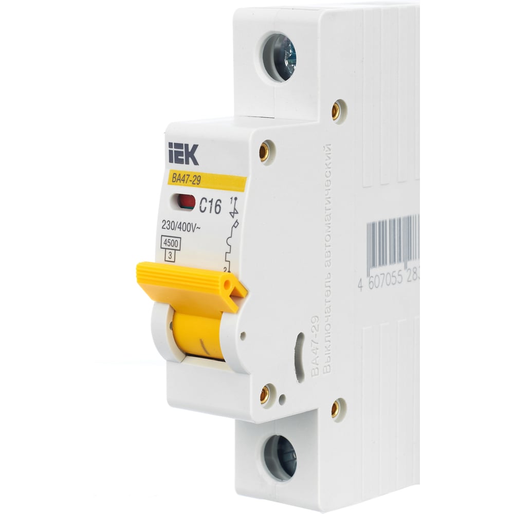 Изображение товара Автоматический выключатель IEK ВА47-29 1п 16А C 4.5кА модульный белый