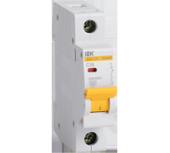 Изображение товара Автоматический выключатель IEK ВА47-29 1п, 16А, "С", 4.5кА MVA20-1-016-C