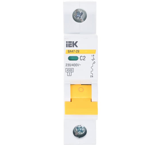 Изображение товара Автоматический 1-полюсный выключатель, 2А, С ВА47-29 4.5кА IEK MVA20-1-002-C