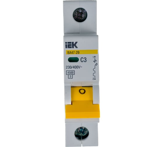 Изображение товара Автоматический 1-полюсный выключатель, 3А, С ВА47-29 4.5кА IEK MVA20-1-003-C