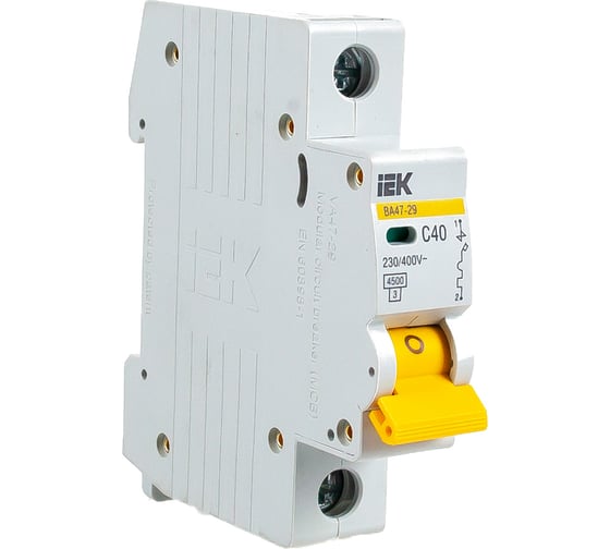 Изображение товара Автоматический выключатель IEK ВА47-29 1п, 40А, "С", 4.5кА MVA20-1-040-C