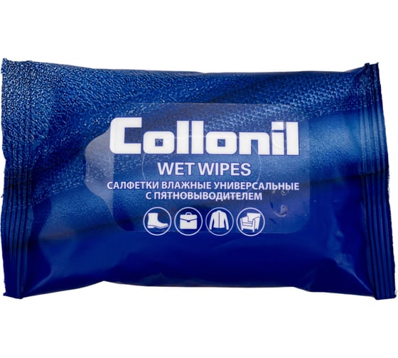 Изображение товара Влажные салфетки Collonil для текстиля, очищающие с пятновыводителем, обувь, мебель, автомобиль, сумки WWRU15