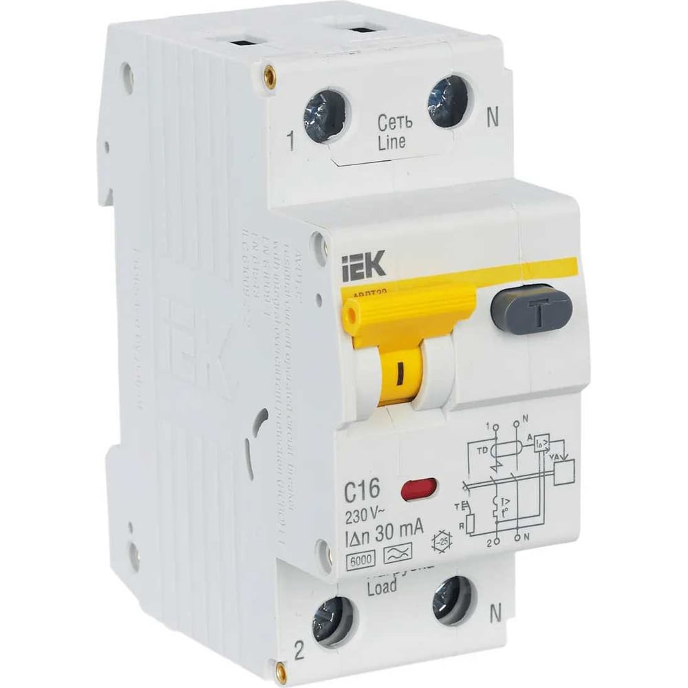 Изображение товара Дифавтомат АВДТ-32 1п+N, C, 16А, 30мА IEK MAD22-5-016-C-30