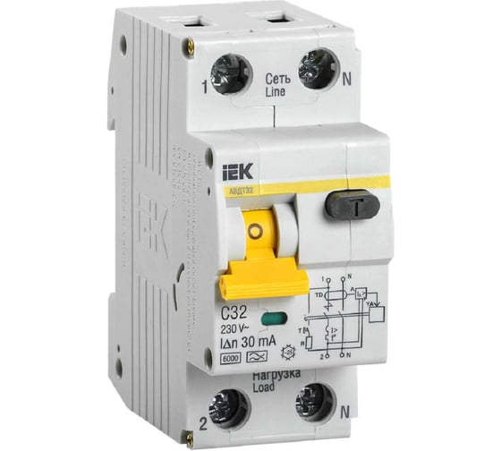 Изображение товара Дифавтомат АВДТ-32 1п+N, C, 32А, 30мА IEK MAD22-5-032-C-30
