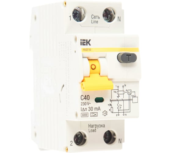 Изображение товара Дифавтомат АВДТ-32 1п+N, C, 40А, 30мА IEK MAD22-5-040-C-30