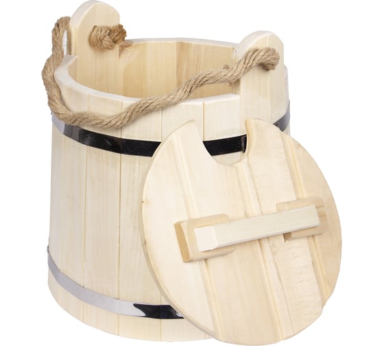 Изображение товара Бондарное ведро Банная линия 15 л, с крышкой 12-446