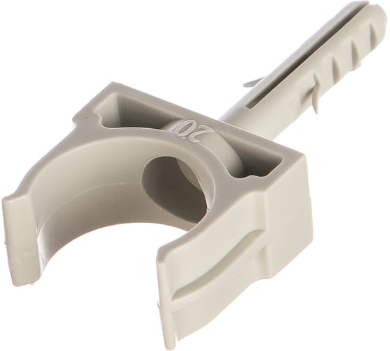 Изображение товара Держатель для труб DKC клипса d20мм+дюбель с винтом 100шт 51320DIY