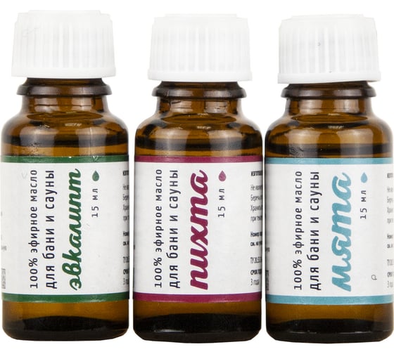 Изображение товара Набор эфирных масел Банная линия Эвкалипт, Пихта, Мята, 3x15 мл 11-497