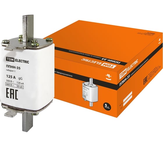 Изображение товара Плавкая вставка предохранителя TDM ELECTRIC ППНН-35 габ.1, 125А SQ0713-0022