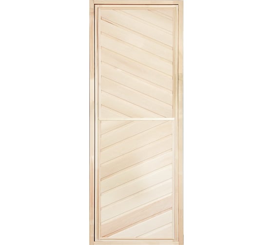 Изображение товара Дверь для бани Банная линия глухая, диагональная с ребром, 1.9x0.7 м, липа, класс А, коробка липа, петли 12-936