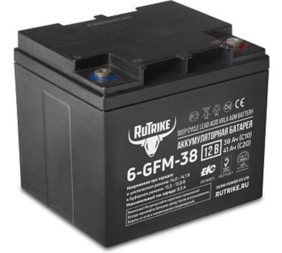 Изображение товара Аккумуляторная батарея Rutrike 6-GFM-38 (12V41A/H C20) 023279
