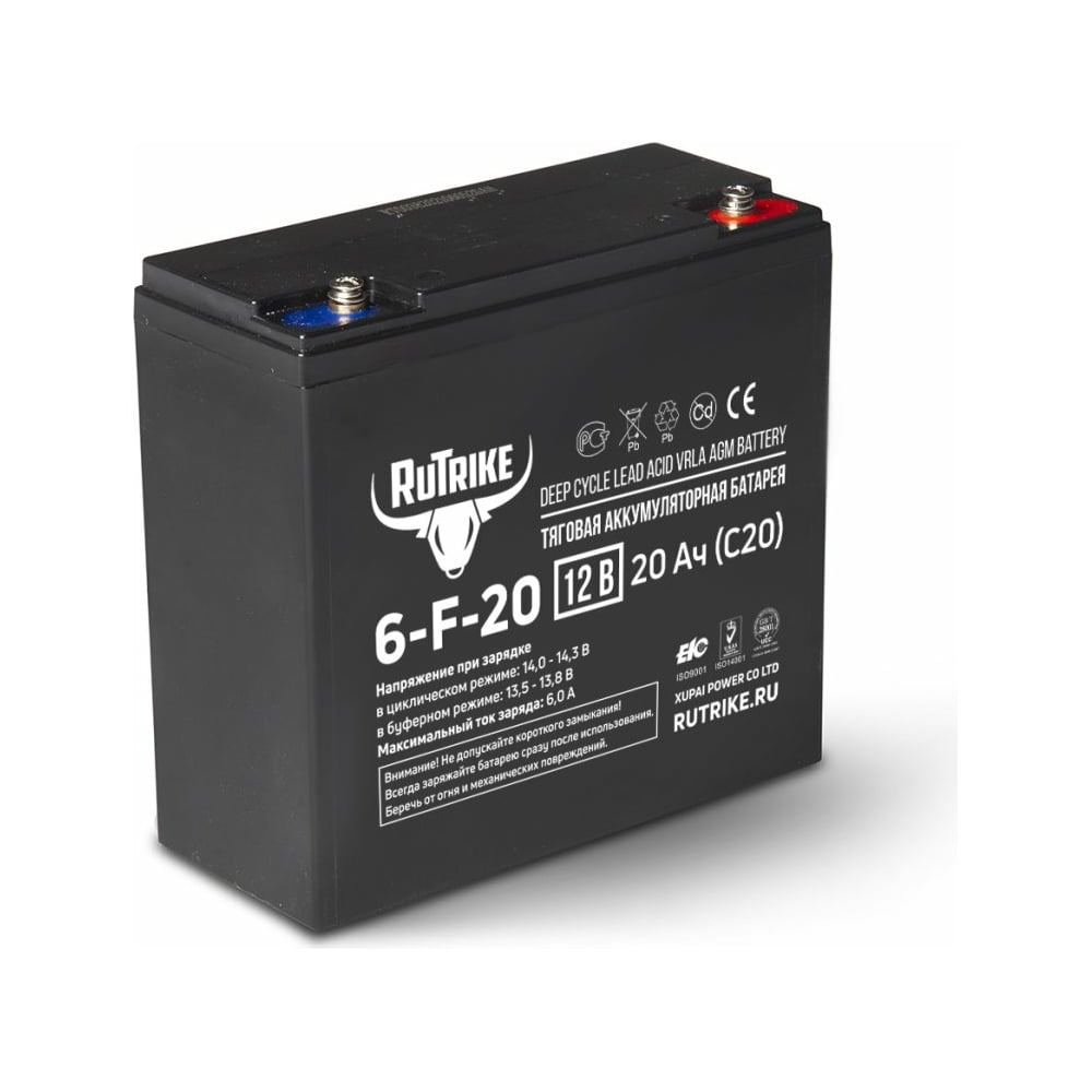 Изображение товара Аккумулятор AGM 12В 20Ач 6-F-20 Rutrike для ИБП штабелеров