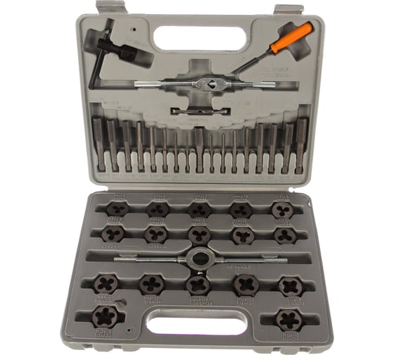 Изображение товара Набор метчиков и плашек SPARTA М3-М12, плашко-метчикодержатель, 40 предметов, в пластиковом боксе 773155