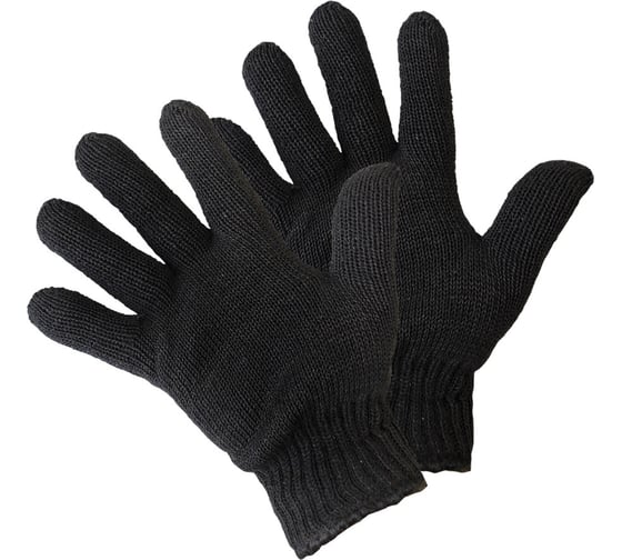 Изображение товара Вязаные двойные перчатки Fiberon, без покрытия, черные, 200 шт 133017