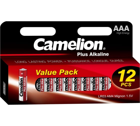 Изображение товара Батарейка Camelion LR03 Plus Alkaline BLOCK-12 LR03-HP12, 1.5В 14260