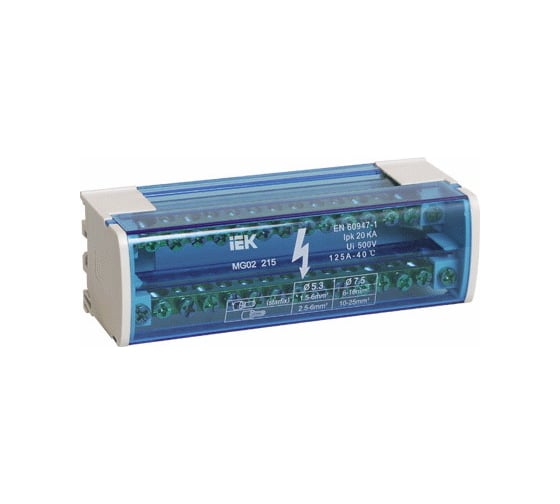 Изображение товара Шины на DIN-рейку в корпусе IEK YND10-2-15-125 (кросс-модуль), 2х15