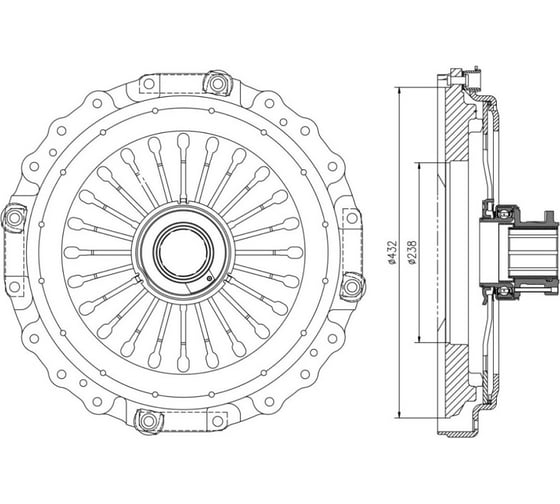 Изображение товара Диск сцепления нажимной для автомобилей Mercedes Actros / [OM541] 430мм с низкой муфтой TRIALLI FS 703