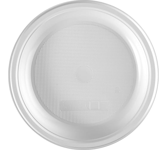 Изображение товара Одноразовая пластиковая тарелка Комус Эконом 165 мм белая ПП, 100 штук в упаковке 1249466