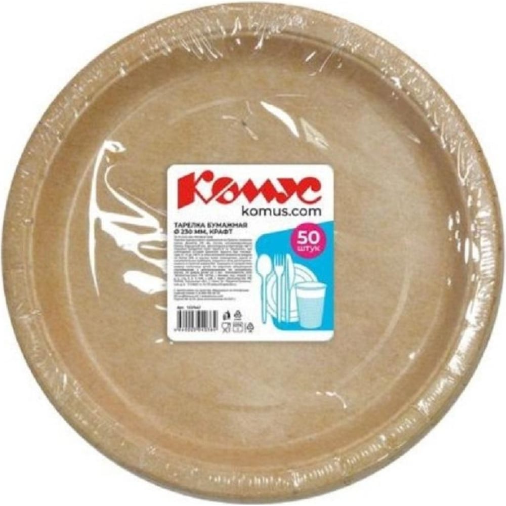 Одноразовая бумажная тарелка ООО Комус тарелка бумажная с днём рождения смайлики и тортик 18 см