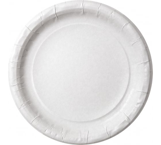Изображение товара Одноразовая бумажная тарелка Комус Эконом 230 мм белая 50 штук в упаковке 1262802