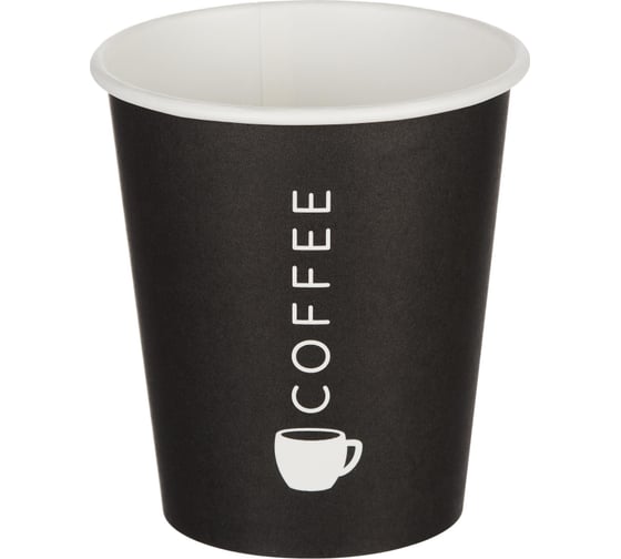 Изображение товара Одноразовый бумажный стакан Комус 200 мл черный 50 штук в упаковке Total Black 1553724