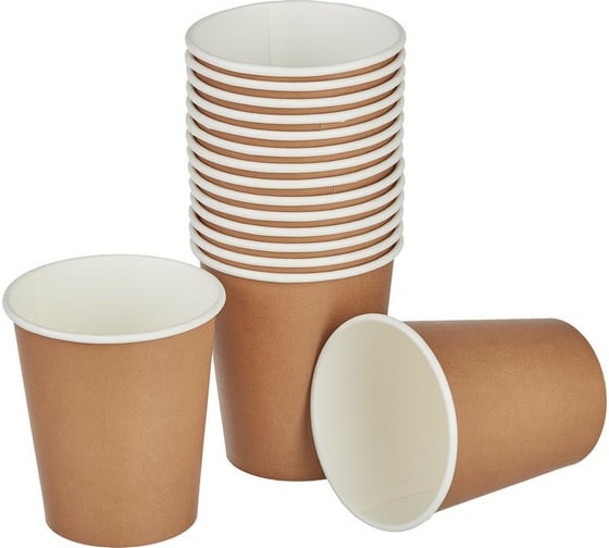Изображение товара Одноразовый бумажный стакан Комус 200 мл коричневый 50 штук в упаковке Стандарт 998183