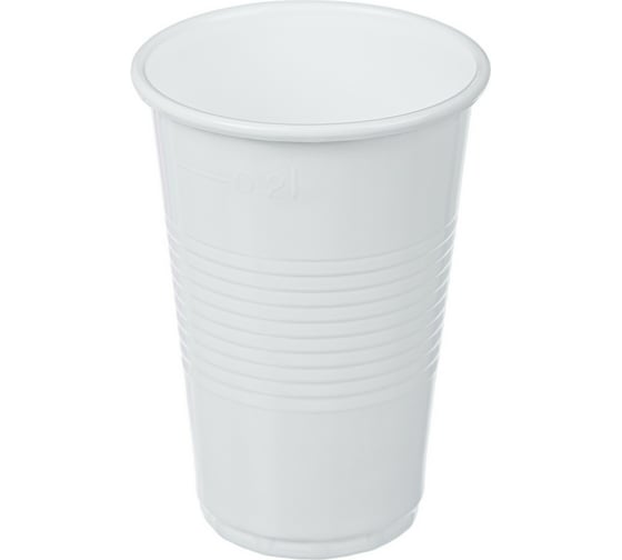 Изображение товара Одноразовый пластиковый стакан Комус 200 мл белый 100 штук в упаковке Стандарт 8226