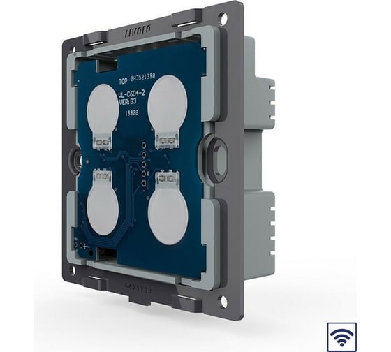 Изображение товара Четырехклавишный сенсорный выключатель LIVOLO с функцией радиоуправления UK стандарт (механизм) VL-C304R-D6
