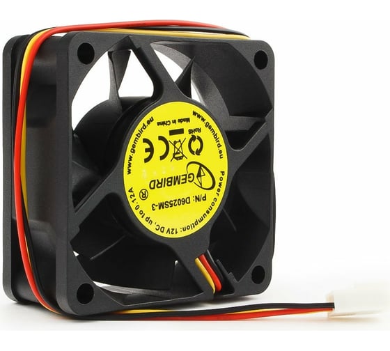 Изображение товара Вентилятор Gembird 60x60x25, втулка, 3 pin, провод 25 см, D6025SM-3