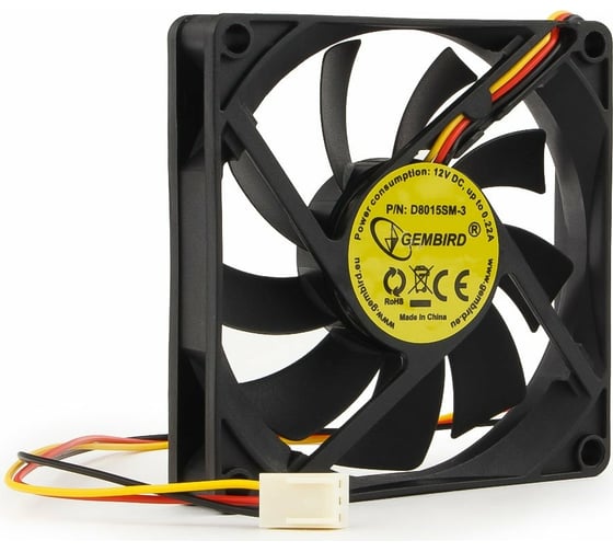 Изображение товара Вентилятор Gembird 80x80x15, втулка, 3 pin, провод 30 см, D8015SM-3