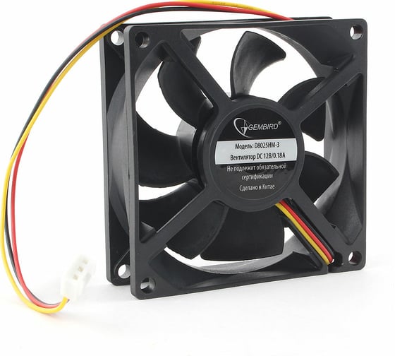 Изображение товара Гидродинамический вентилятор Gembird 80x80x25, 3 pin, провод 30 см, D8025HM-3