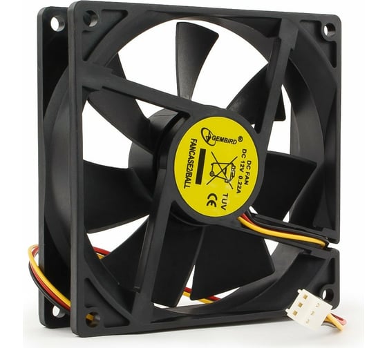 Изображение товара Вентилятор Gembird 92x92x25, подшипник, 3 pin, провод 30 см, FANCASE2/BALL